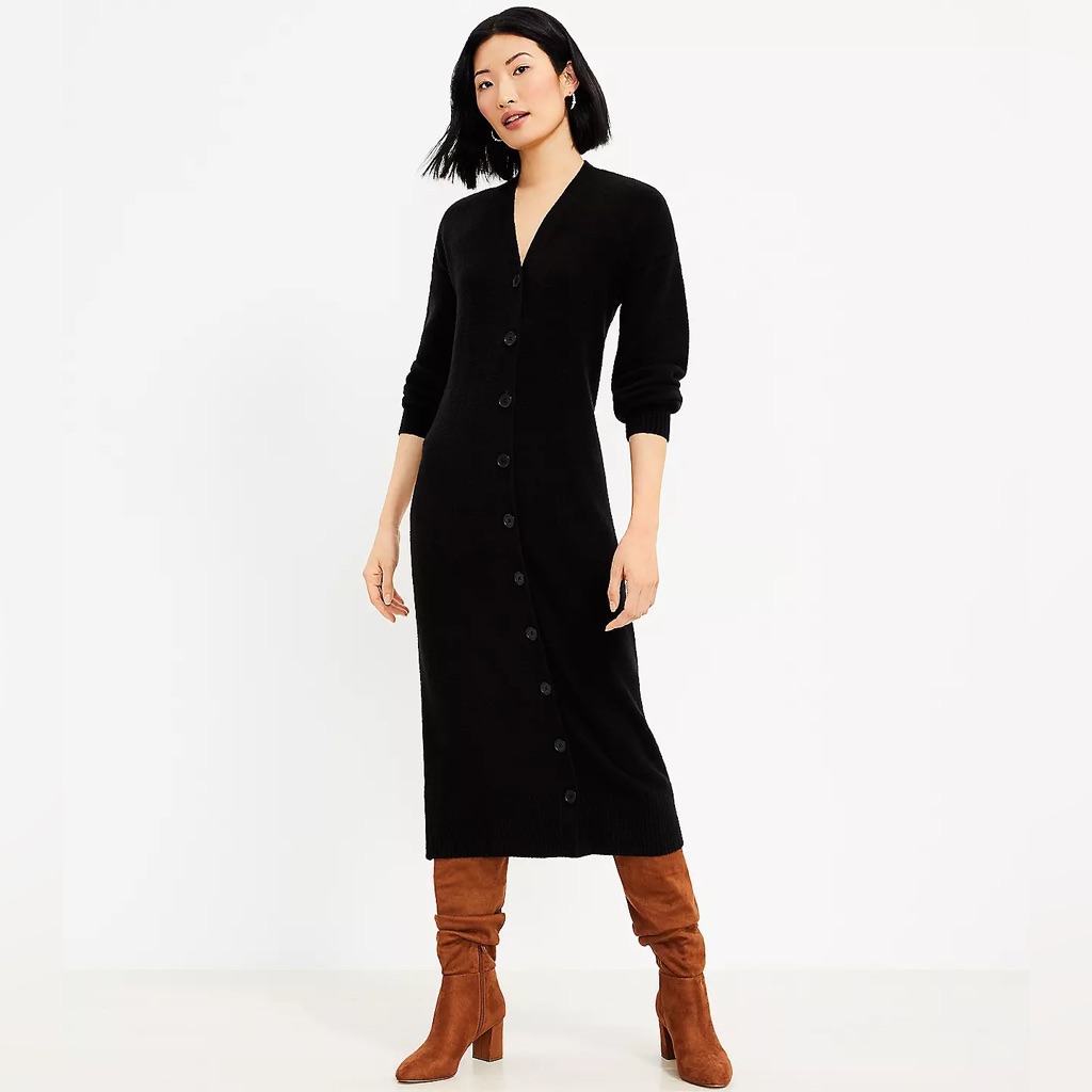 Nwt Midi Soft Knit Gray Cardigan Dress